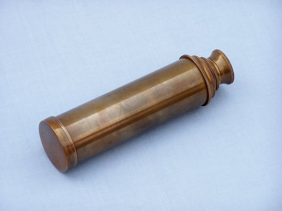 Deluxe Class Antique Brass Captains Spyglass Telescope 15"" with Rosewood Box