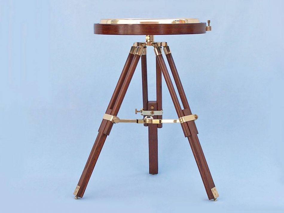 Decorative Wooden Brass Compass Table 23""