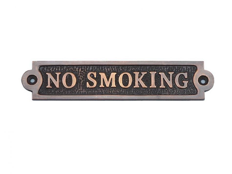 Antique Copper No Smoking Sign 6""