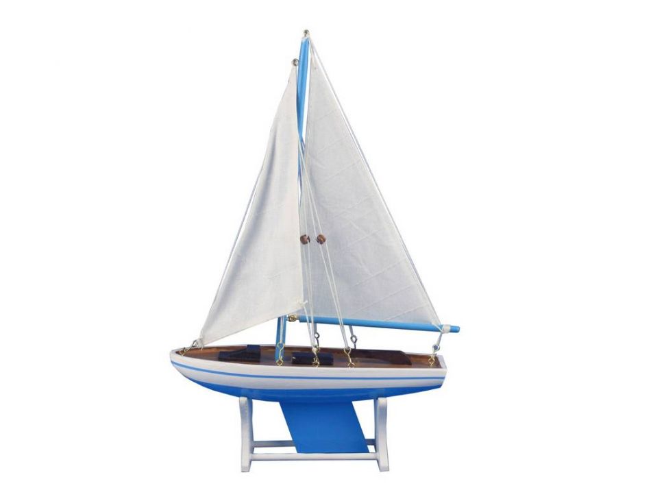 Wooden It Floats 12"" - Light Blue Floating Sailboat Model