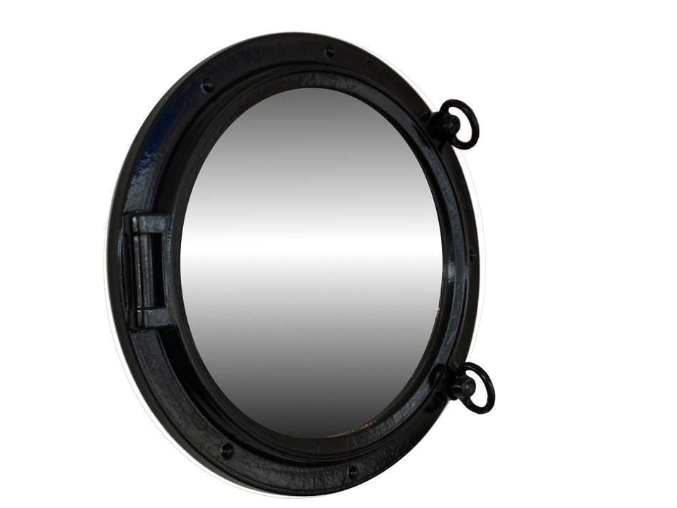 Gloss Black Decorative Ship Porthole Mirror 15""