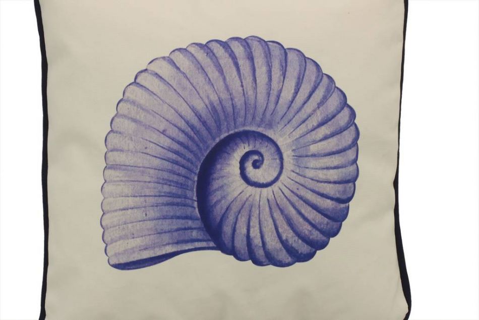 Blue and White Nautilus Decorative Throw Pillow 10""