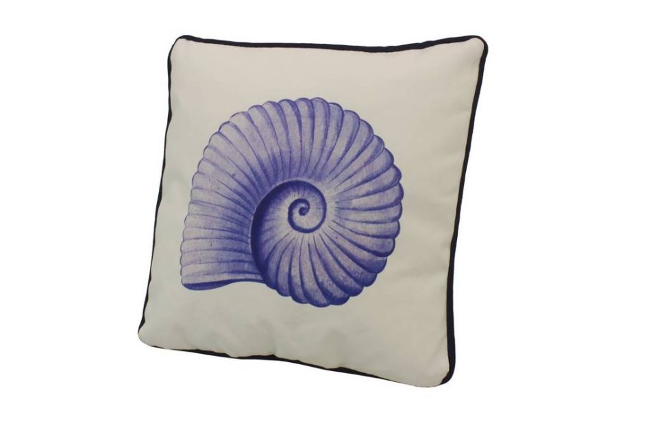 Blue and White Nautilus Decorative Throw Pillow 10""