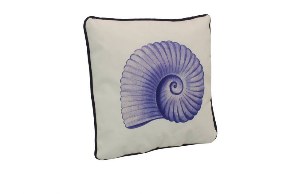 Blue and White Nautilus Decorative Throw Pillow 10""