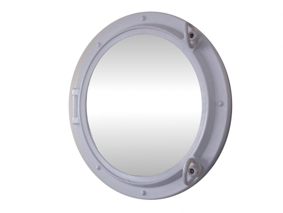 Gloss White Decorative Ship Porthole Mirror 15""
