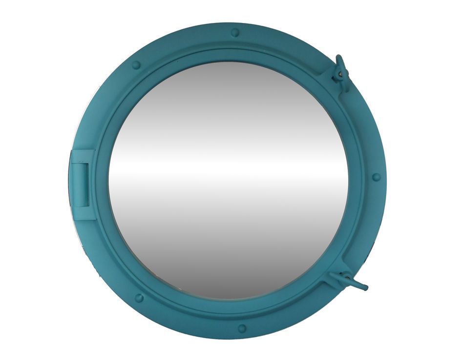 Light Blue Decorative Ship Porthole Mirror 24""