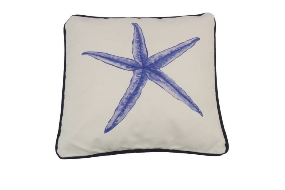 Blue and White Starfish Decorative Throw Pillow 10""