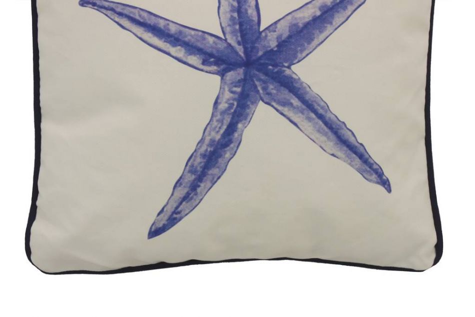 Blue and White Starfish Decorative Throw Pillow 10""