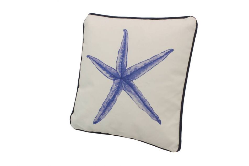 Blue and White Starfish Decorative Throw Pillow 10""
