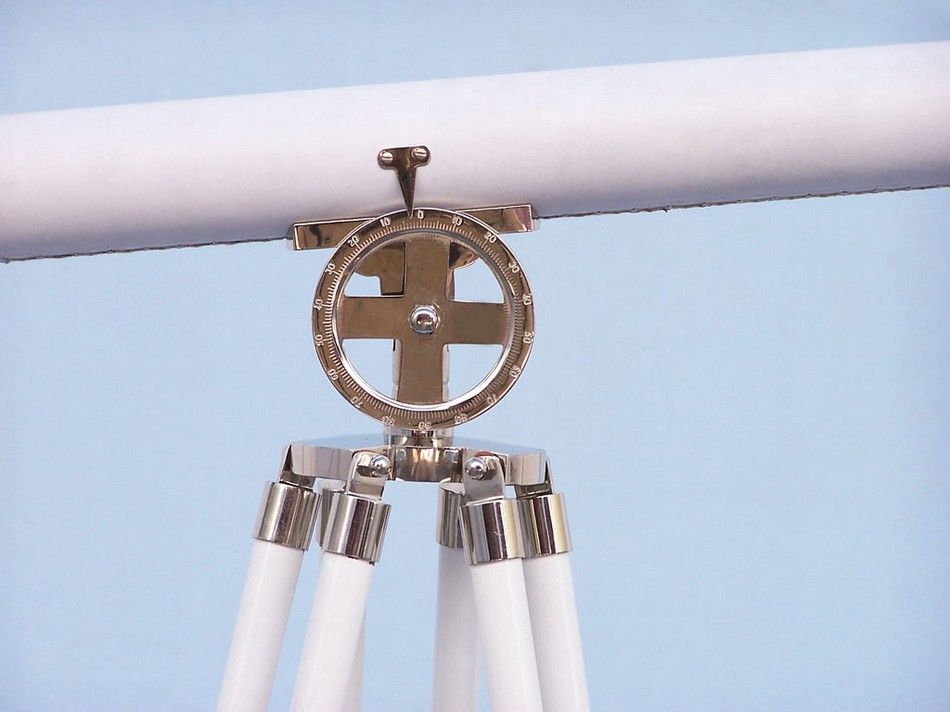 Hampton Collection Chrome with White Leather Griffith Astro Telescope 64""