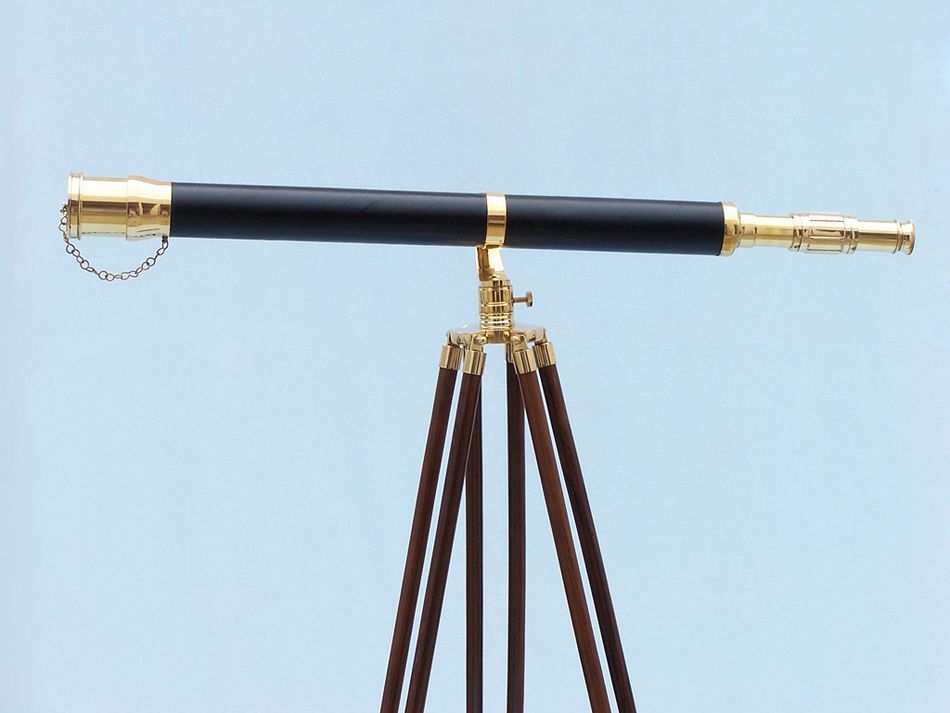 Floor Standing Brass/Leather Galileo Telescope 65""