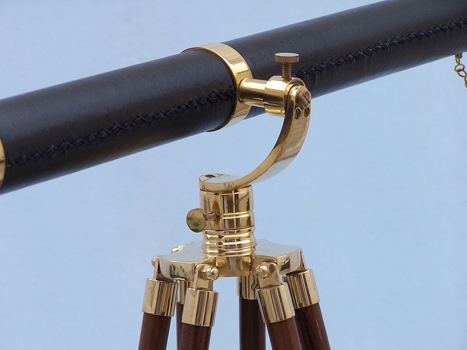 Floor Standing Brass/Leather Galileo Telescope 65""