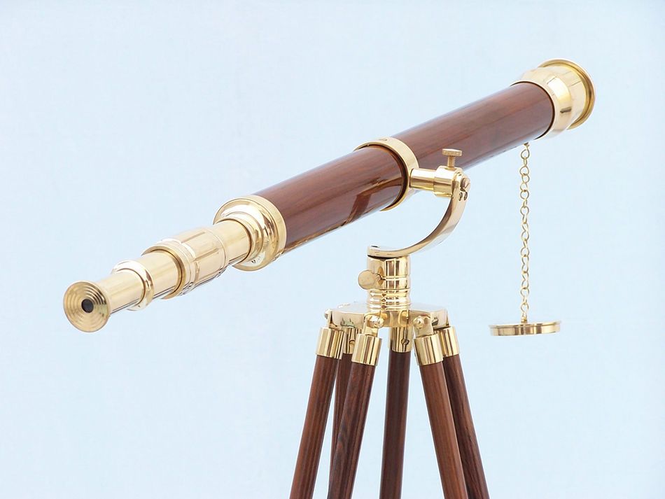 Floor Standing Brass/Wood Galileo Telescope 65""