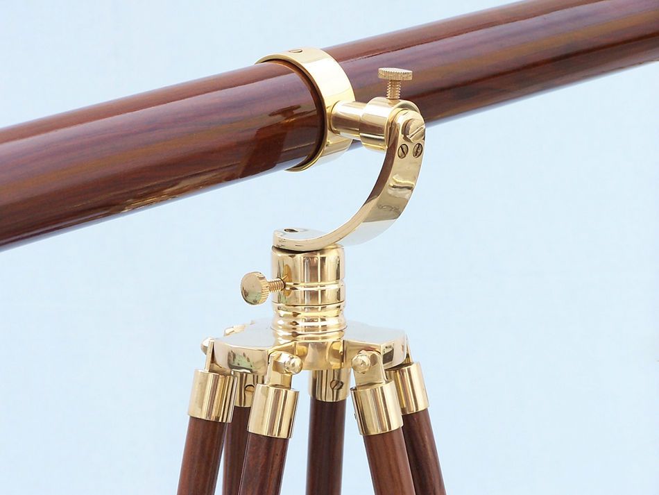 Floor Standing Brass/Wood Galileo Telescope 65""