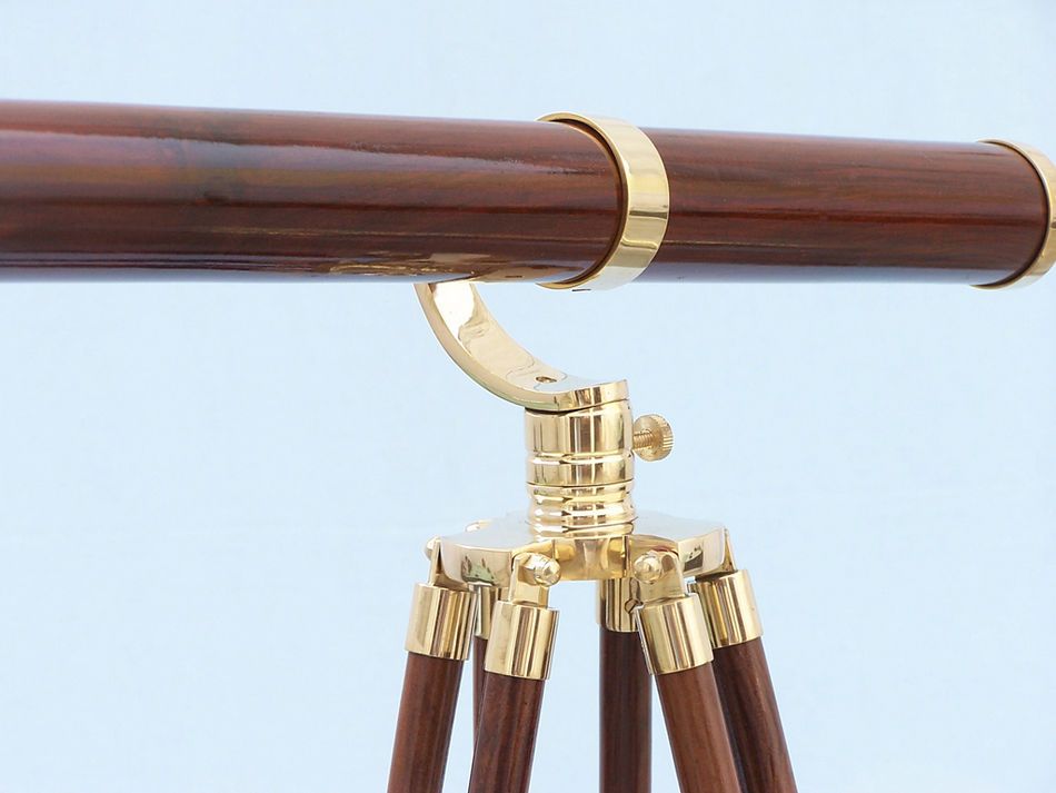 Floor Standing Brass/Wood Galileo Telescope 65""