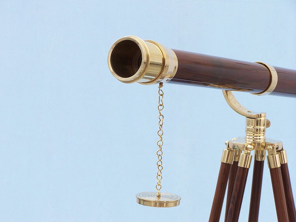 Floor Standing Brass/Wood Galileo Telescope 65""