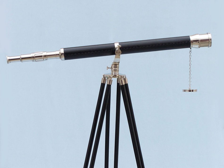 Floor Standing Chrome/Leather Galileo Telescope 65""
