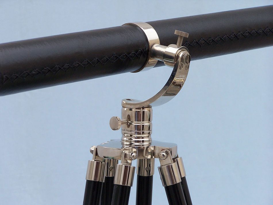 Floor Standing Chrome/Leather Galileo Telescope 65""