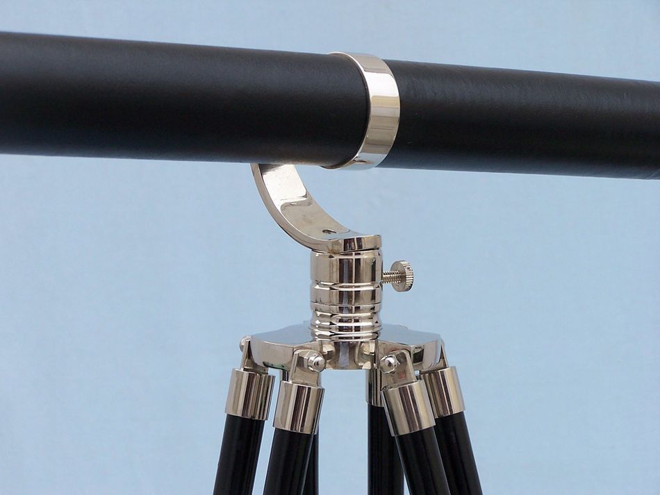 Floor Standing Chrome/Leather Galileo Telescope 65""