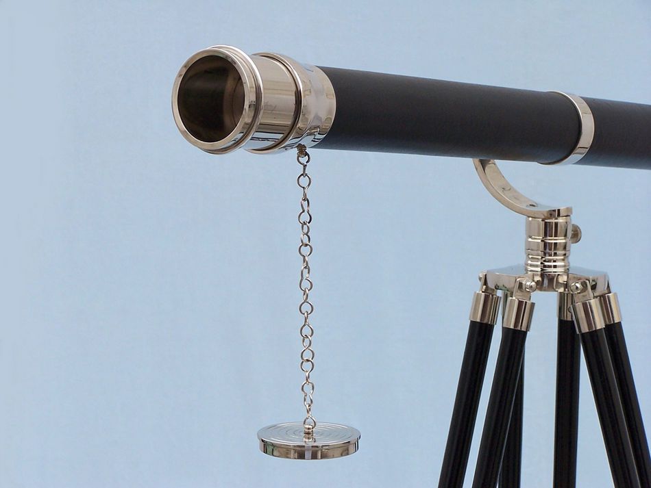 Floor Standing Chrome/Leather Galileo Telescope 65""