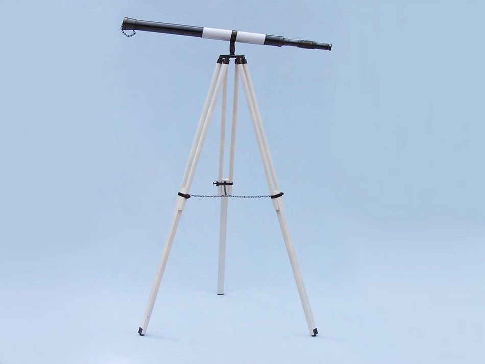 Admirals Floor Standing Oil Rubbed Bronze with White Leather Telescope 60""
