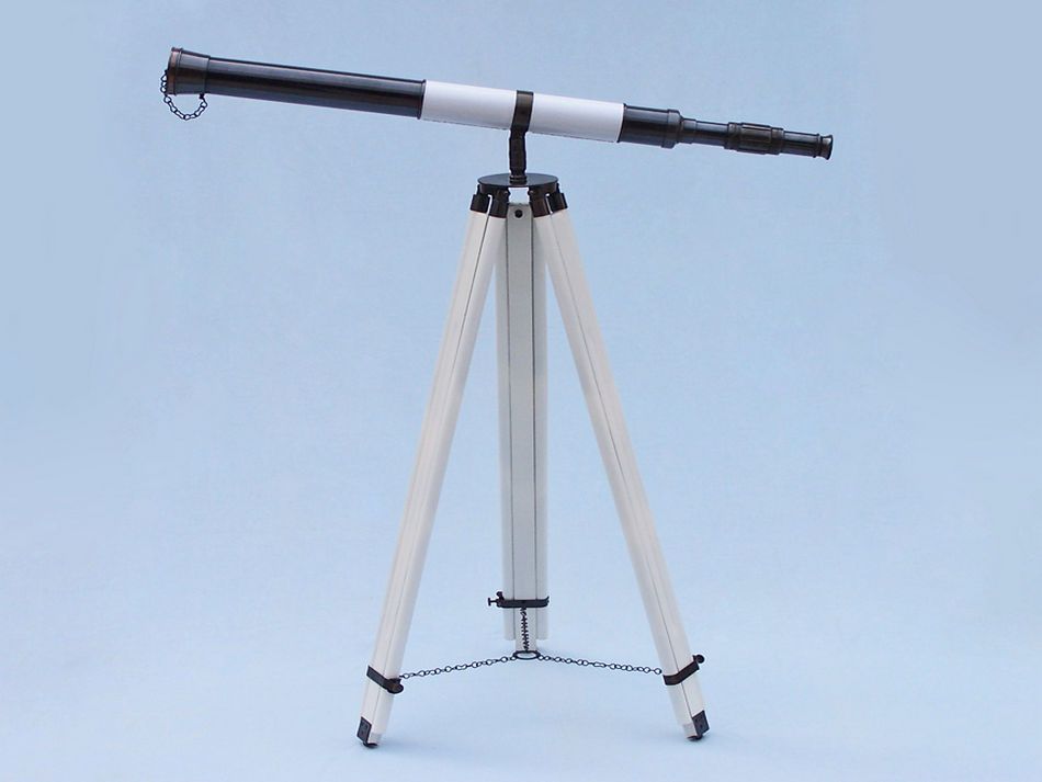 Admirals Floor Standing Oil Rubbed Bronze with White Leather Telescope 60""