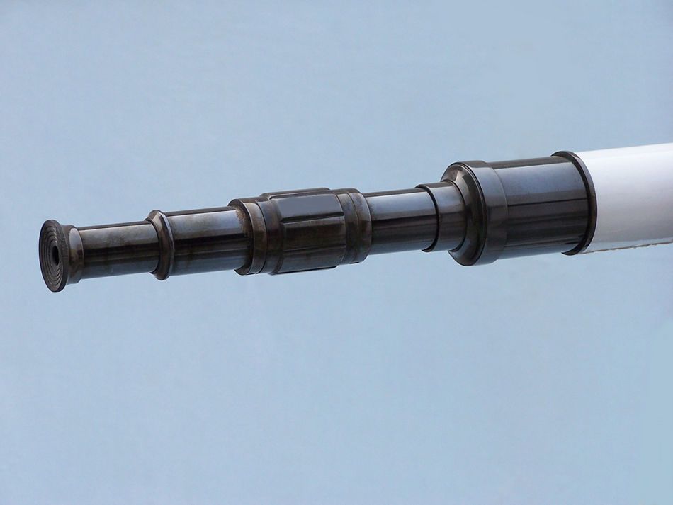 Admirals Floor Standing Oil Rubbed Bronze with White Leather Telescope 60""