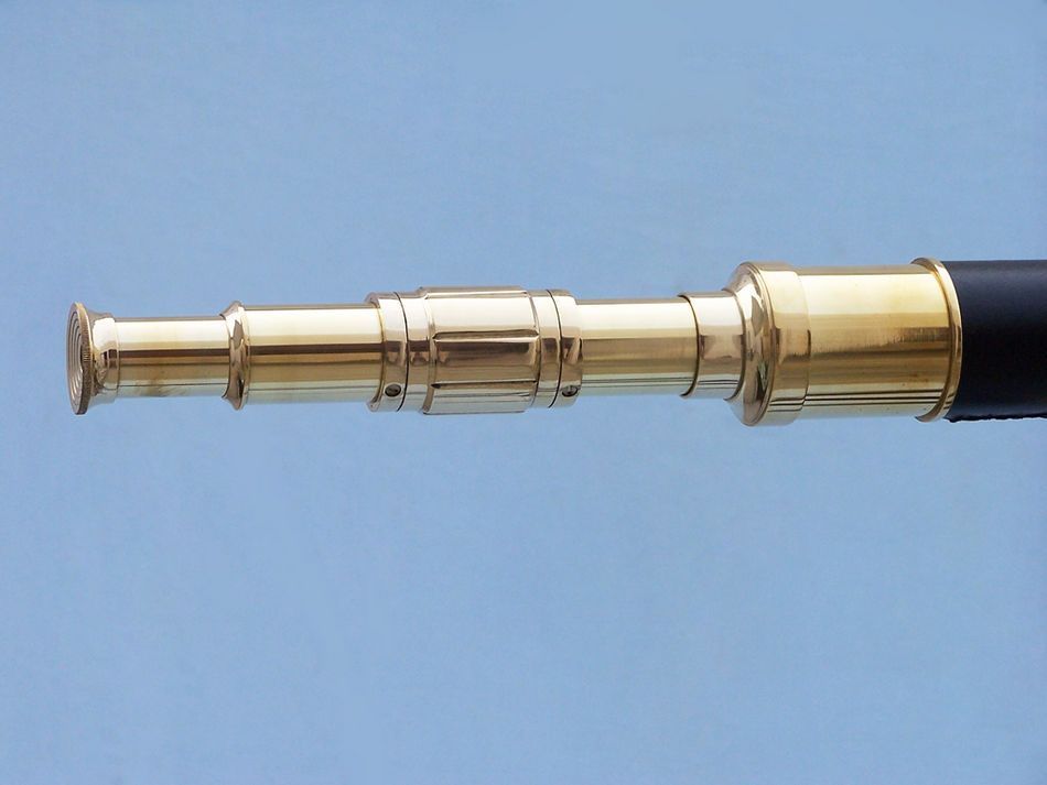 Admirals Floor Standing Brass with Leather Telescope 60""