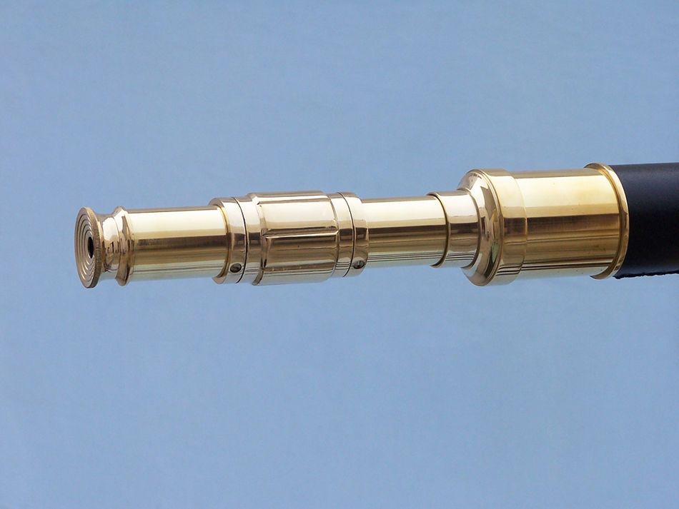 Admirals Floor Standing Brass with Leather Telescope 60""