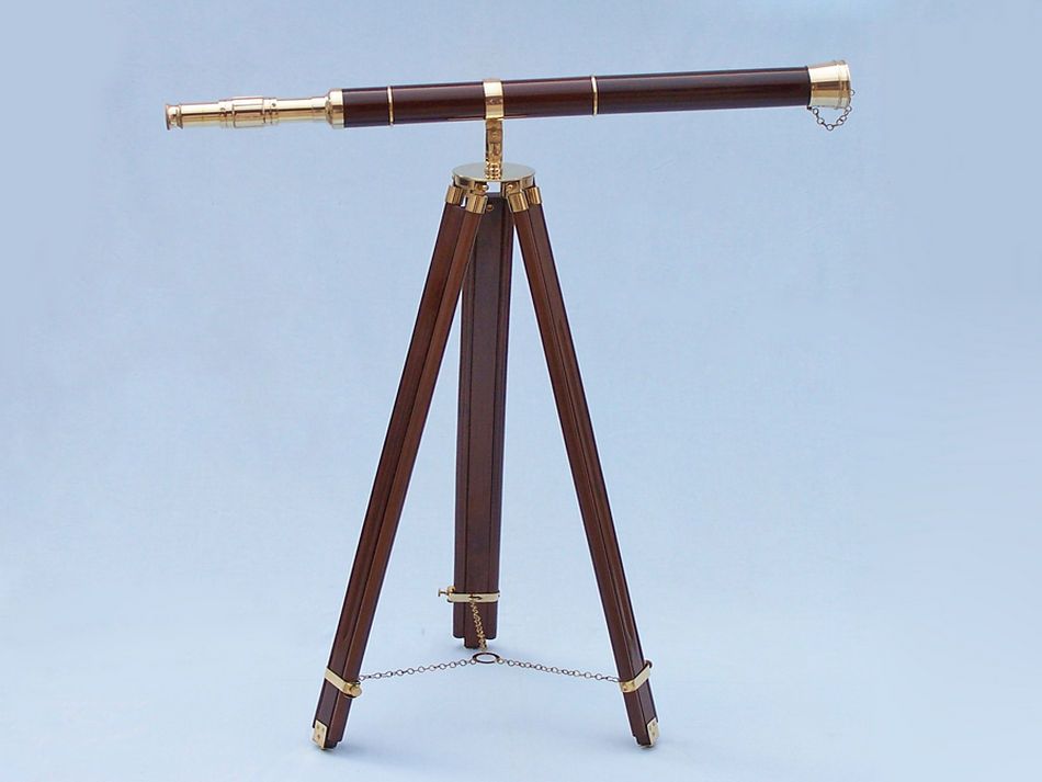 Admirals Floor Standing Brass with Wood Telescope 60""