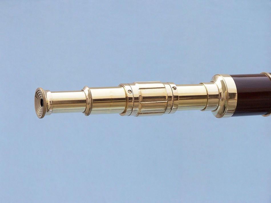 Admirals Floor Standing Brass with Wood Telescope 60""