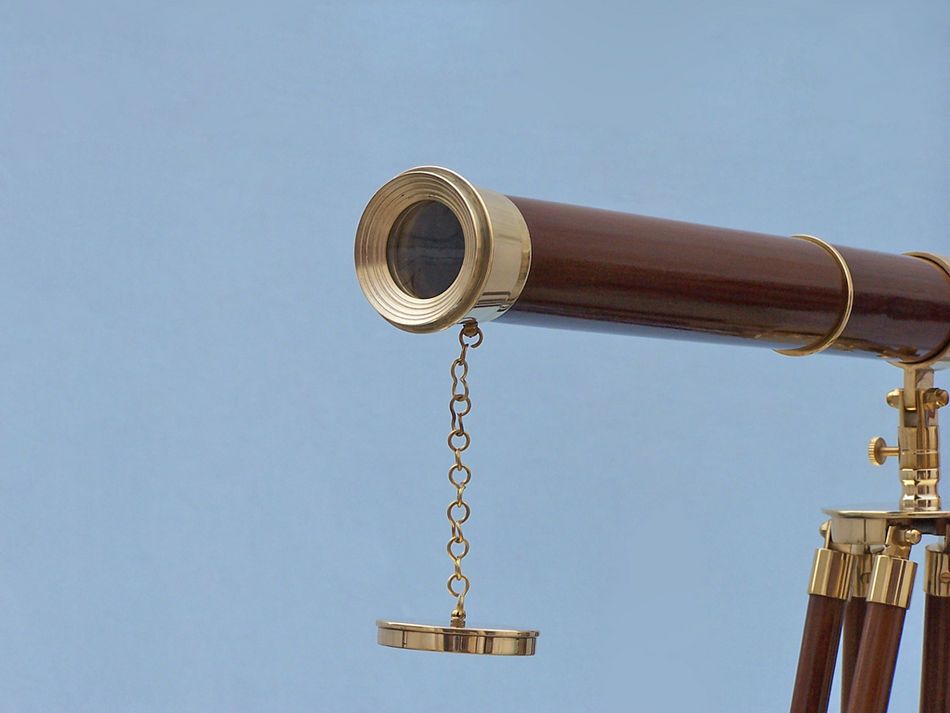 Admirals Floor Standing Brass with Wood Telescope 60""