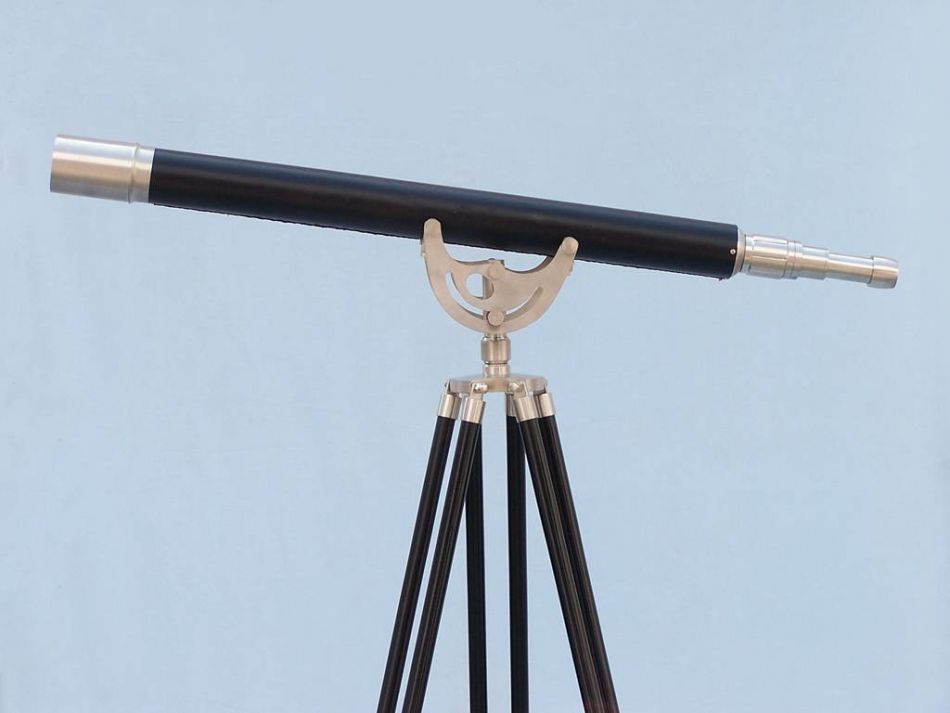Floor Standing Brushed Nickel With Leather Anchormaster Telescope 65""