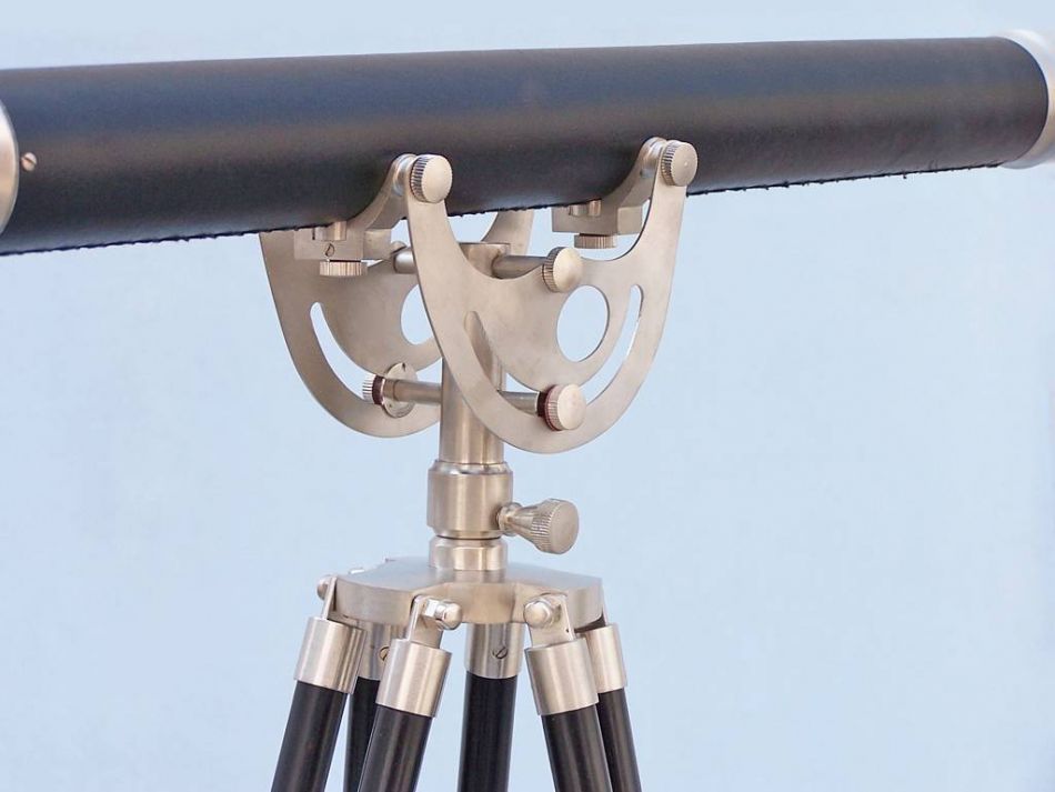 Floor Standing Brushed Nickel With Leather Anchormaster Telescope 65""