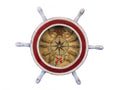 Wooden Rustic White and Red Ship Wheel Knot Faced Clock 12""