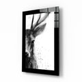 Ink Wash Stag Profile Glass Wall Art