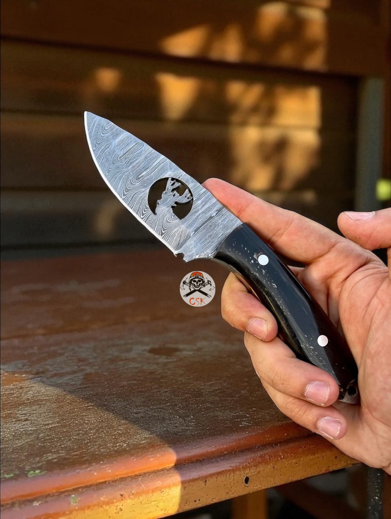 Deer Damascus Hunting Knife – 4.25" Blade & Resin Handle - PhishStones Products
