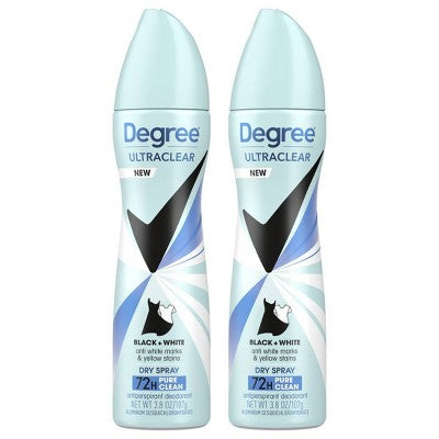 Degree Ultra Clear Black + White Pure Clean Antiperspirant & Deodorant Dry Spray 3.8oz/2ct - New - PhishStones Products