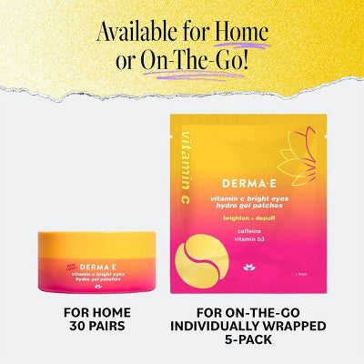derma e Vitamin C Bright Eyes Hydro Gel Patches 60ct - New - PhishStones Products