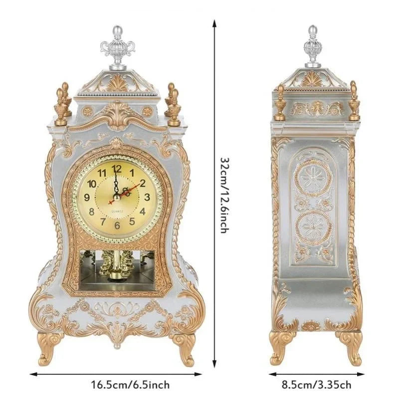 Desk Alarm Clock Vintage Clock Classical Royalty Sitting Room Desk Imperial Furnishing Creative Sit Pendulum Clock - PhishStones Products