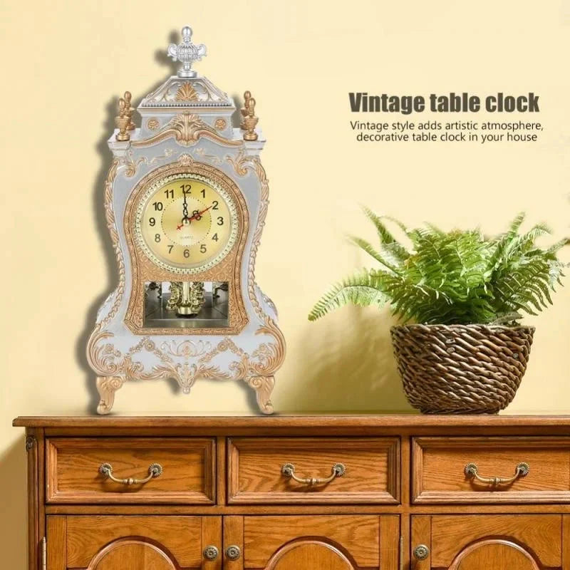 Desk Alarm Clock Vintage Clock Classical Royalty Sitting Room Desk Imperial Furnishing Creative Sit Pendulum Clock - PhishStones Products