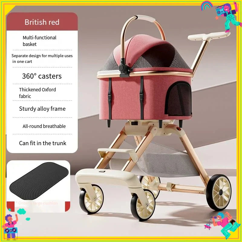 Detachable Pet & Baby Stroller - Portable One - Click Fold, Lightweight Universal Travel Stroller - PhishStones Products