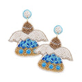 Detailed Seed Beaded Accent Angel Christmas Earring