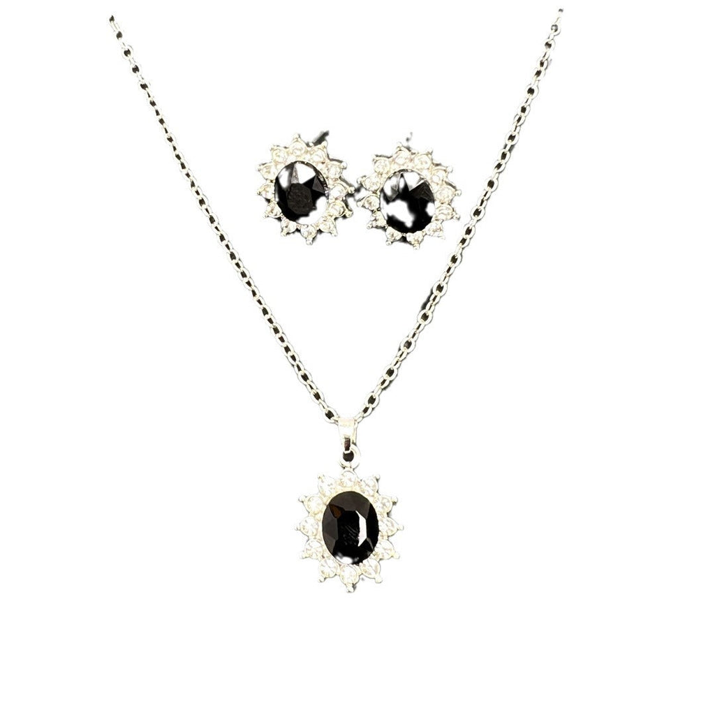 European And American Fashion SUNFLOWER Zircon Ear Stud Necklace Suit