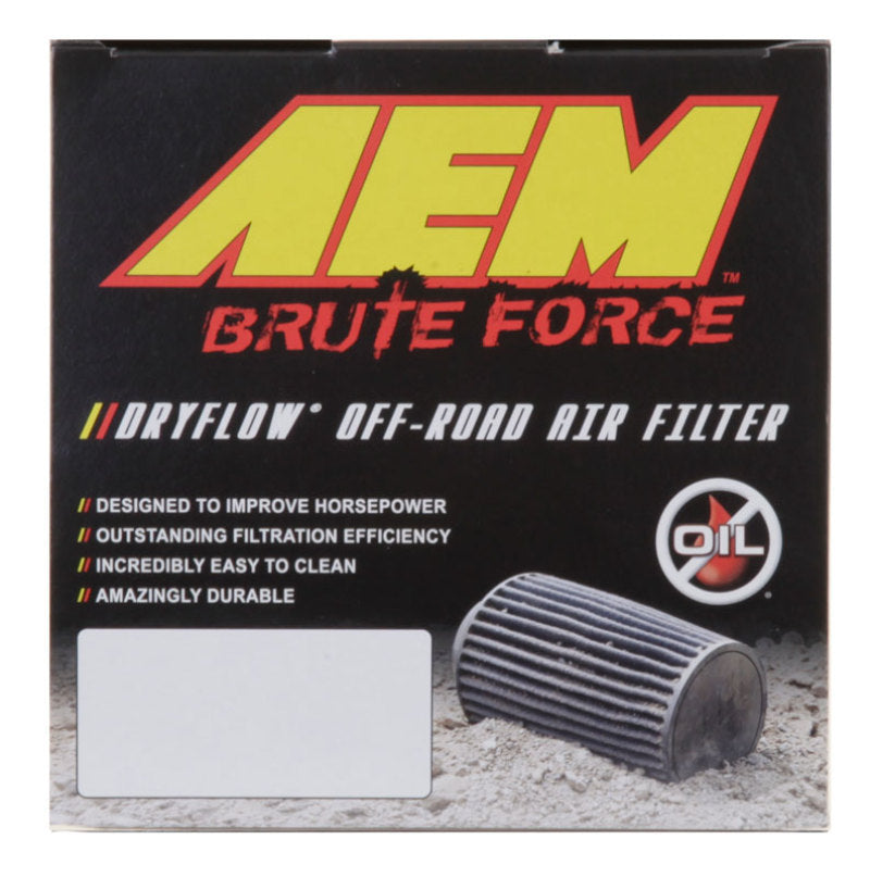 AEM Induction AEM Dryflow Conical Air Filter 2.75in Flange ID / 6in Base OD / 5.125in Top OD / 9.125in Height 21-2029BF