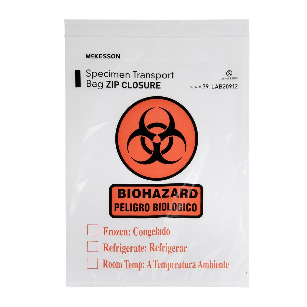 McKesson Specimen Transport Bag with Document Pouch, Zip Closure, 9 x 12 Inch 79-LAB20912