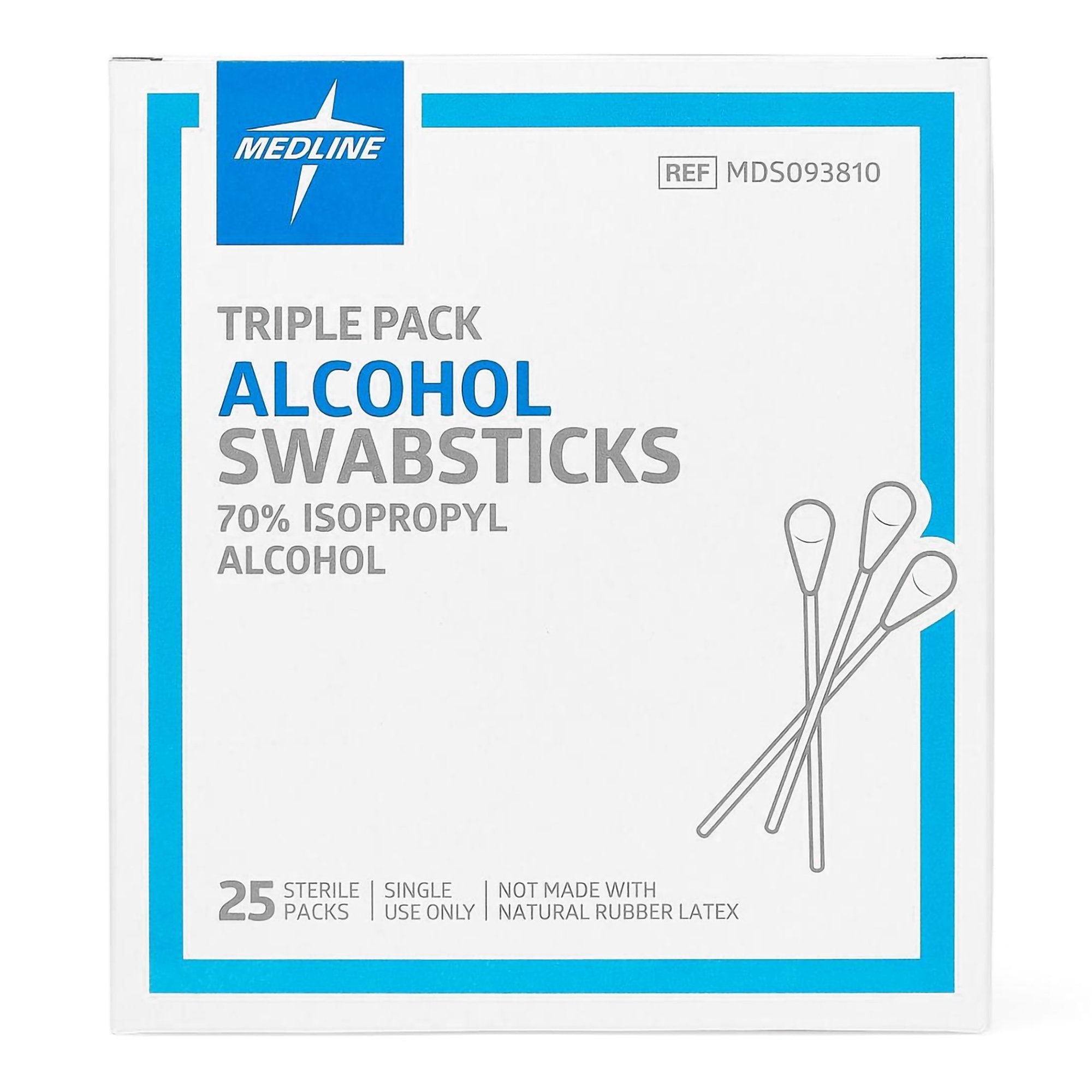 Impregnated Swabstick 70% Strength Isopropyl Alcohol Individual Packet Sterile MDS093810