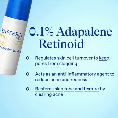 Differin Retinoid Acne Treatment; Adapalene Gel 0.1% 45g/1.6oz - Imperfect Box - PhishStones Products