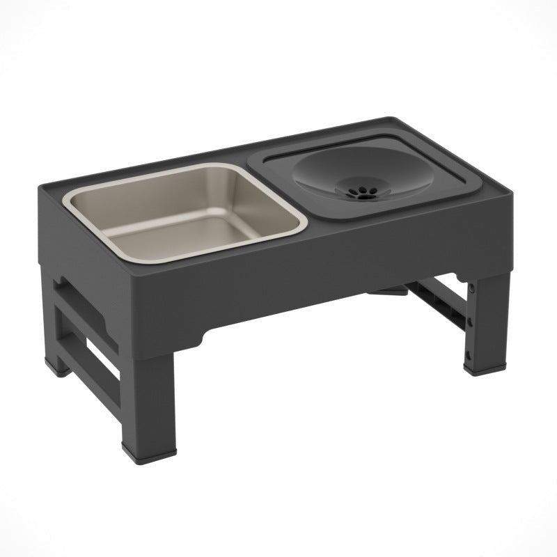 Dog Double Bowls Stainless Stand Adjustable Height Pets Feeding Dish Bowl Big Dog Elevated Food Water Feeders For Dogs Pet Products - PhishStones Products