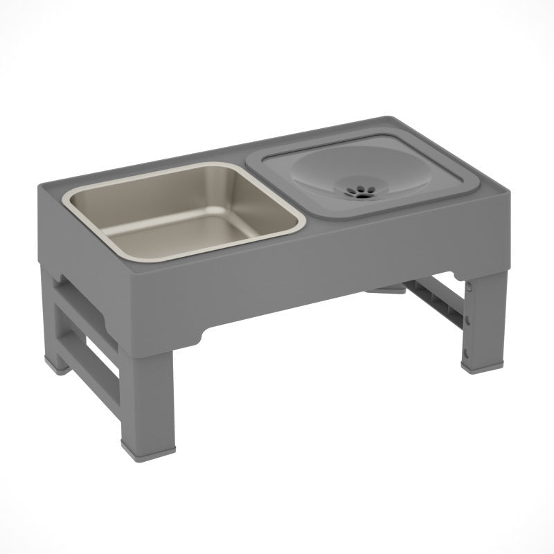 Dog Double Bowls Stainless Stand Adjustable Height Pets Feeding Dish Bowl Big Dog Elevated Food Water Feeders For Dogs Pet Products - PhishStones Products